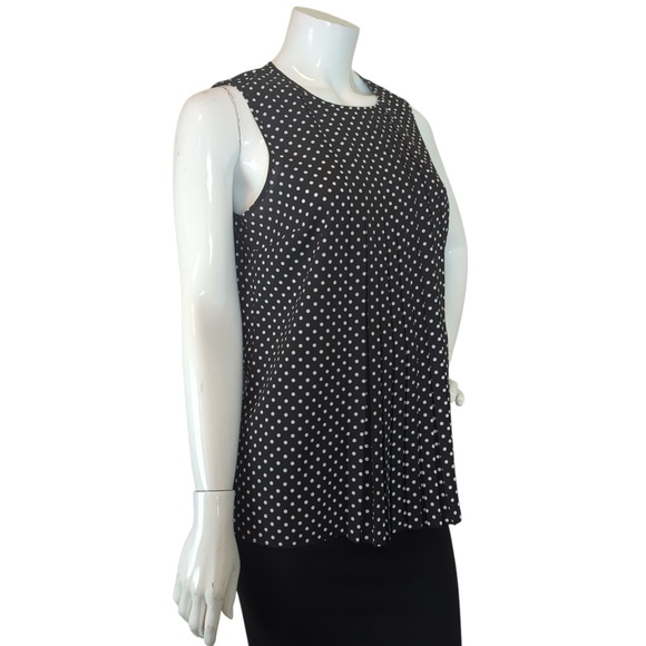 Michael Kors Black White Polka Dot Sleeveless Blouse - Picture 4 of 12